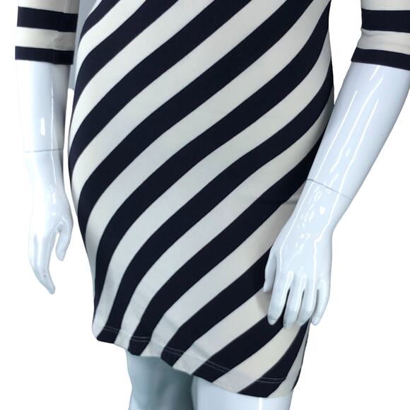 Tory Burch Womens Size M Noisetta Diagonal Stripe Stretch Dress Round Neck - Picture 3 of 16